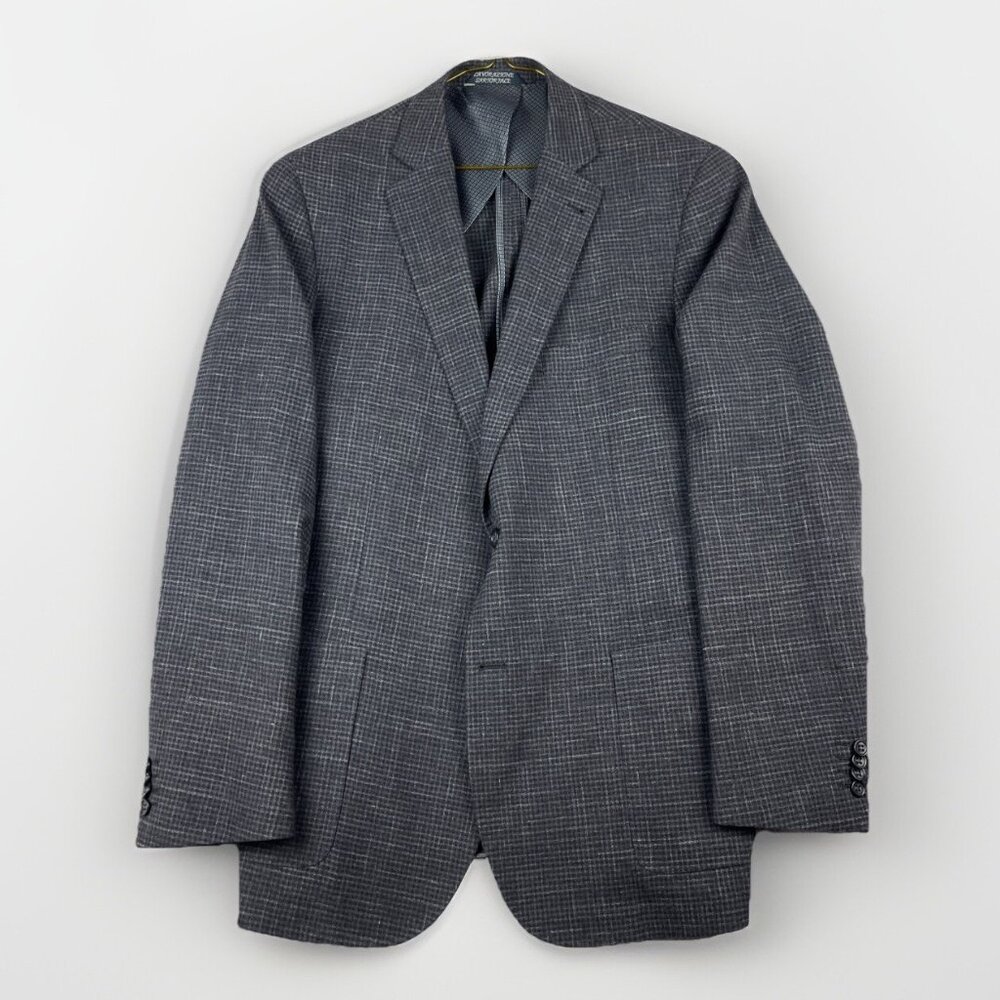 Zanetti 44L Charcoal gray plaid wool sport coat blazer Made in Italy